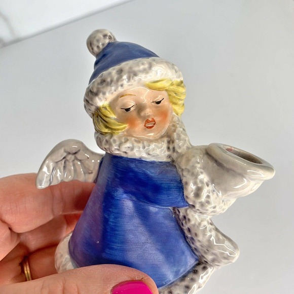 Vintage Blue Goebel Christmas Angel Candle Holder - Picture 7 of 8